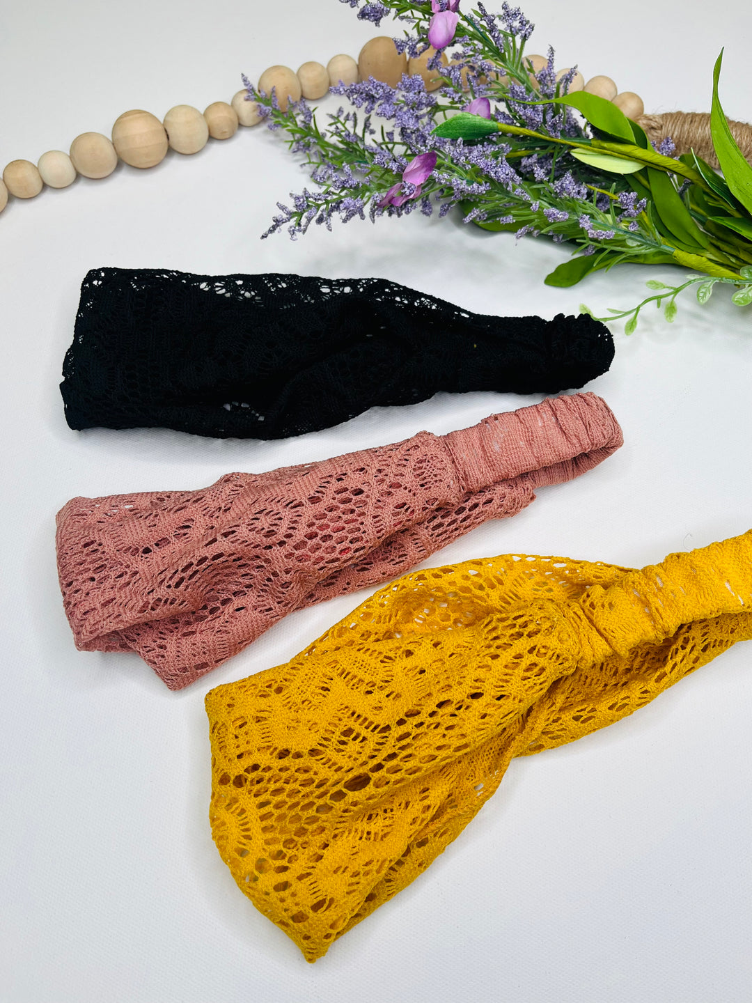 Bohemian Lace Stretch Headwrap : 3 Colors