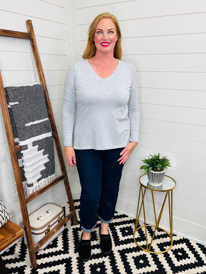 Everyday V Neck Long Sleeve Tee : 3 Colors