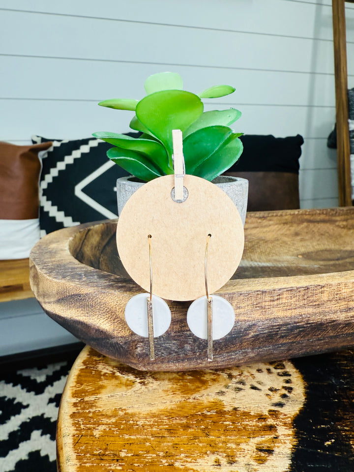 Neutral Clay and Gold Drop Earring