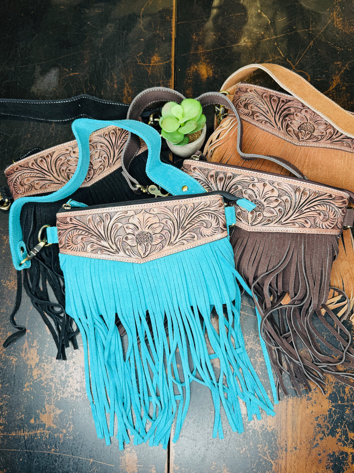 Love Lindsey Suede Fringe Clutch: 3 Colors