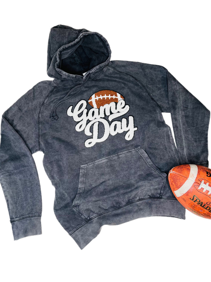 NEW Custom Game Day Chenille Patch Vintage Hoodie : 2 Colors