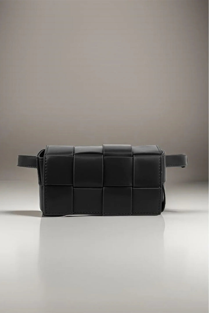 Vegan Leather Woven Crossbody Bag: 2 Colors