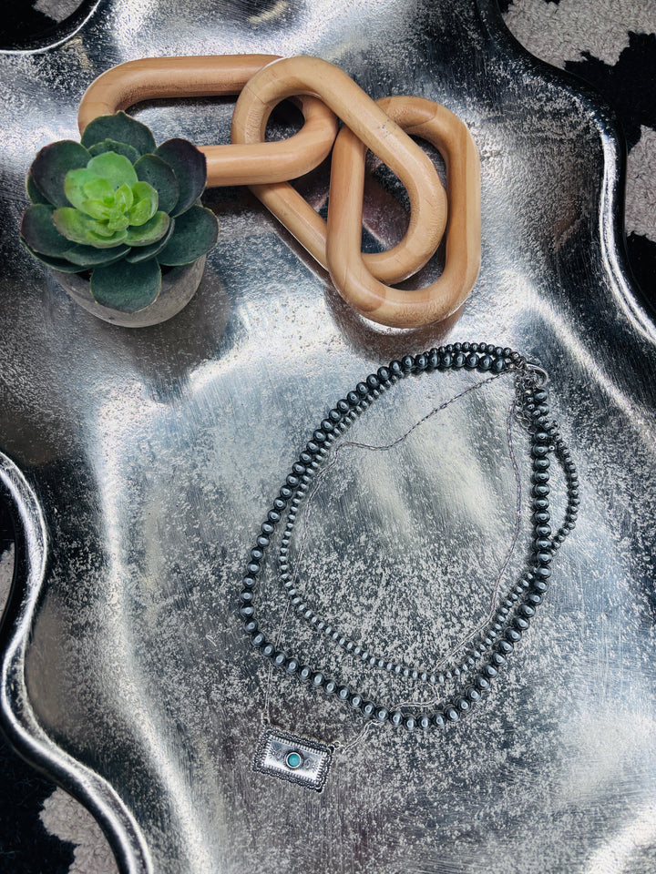 Silver and Turquoise Triple Strand Necklace