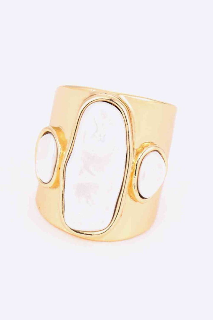 Wide 18K Gold-Plated Alloy Ring