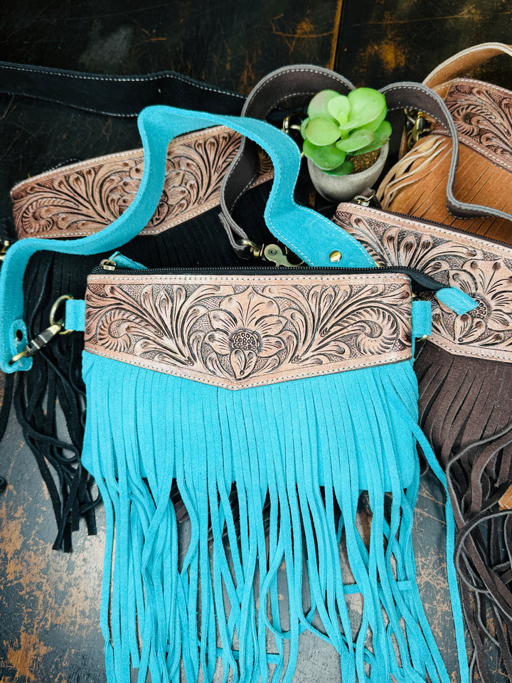 Love Lindsey Suede Fringe Clutch: 3 Colors