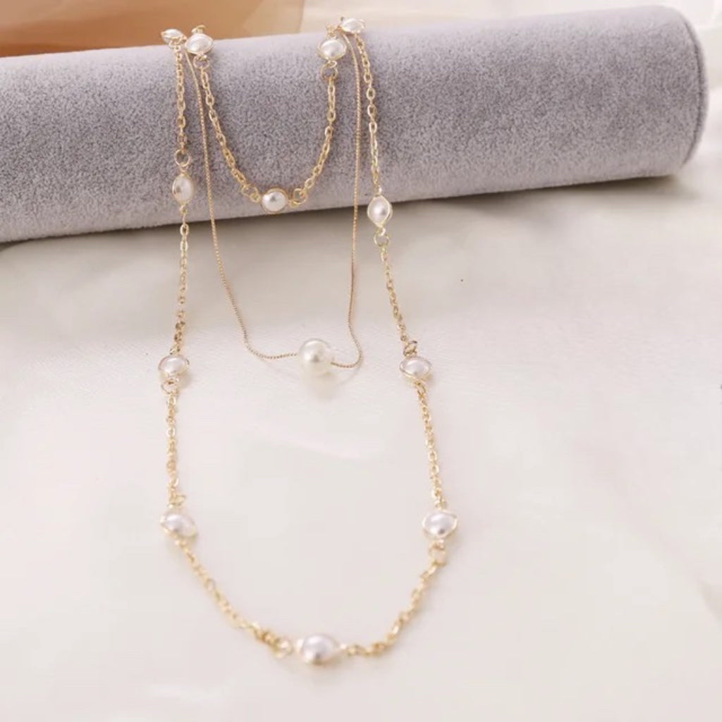 Triple Threat Pearl Necklace