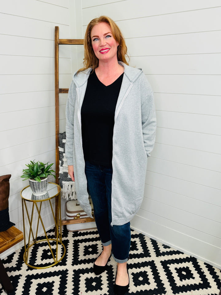 Zip Up Longline Hoodie with Pockets