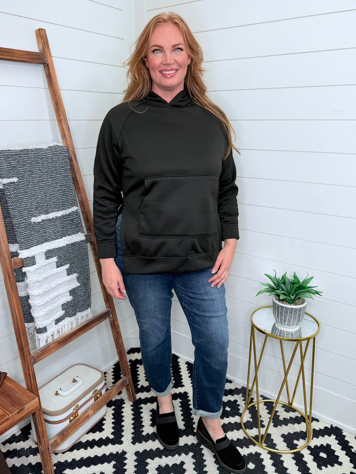 Side Slit Raglan Sleeve Hoodie : 2 Colors