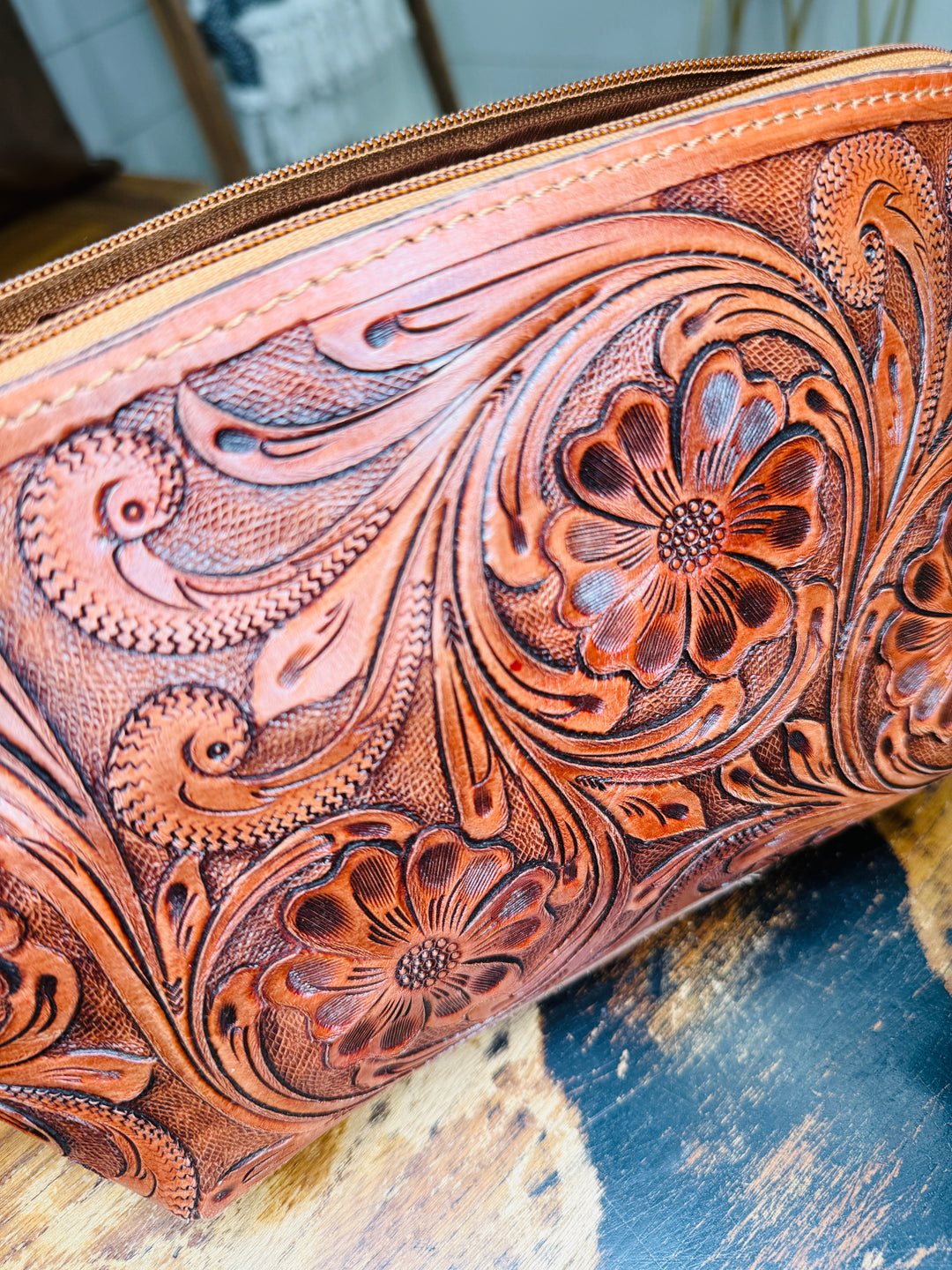Carly Tooled Leather Clutch