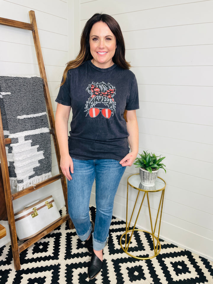 Football Mom Bun Graphic Tee