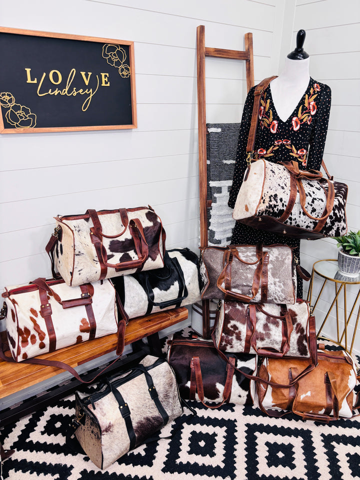Love Lindsey Leather Cowhide Weekender
