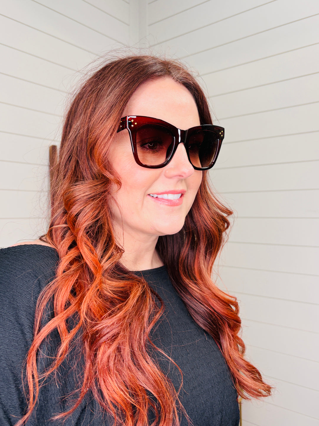 Dark Burgundy Brown Ombré Lens Sunglasses