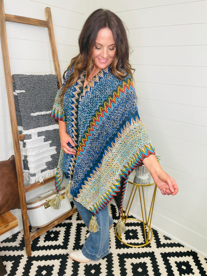 Colorful Crochet Boho Shawl: 2 Colors