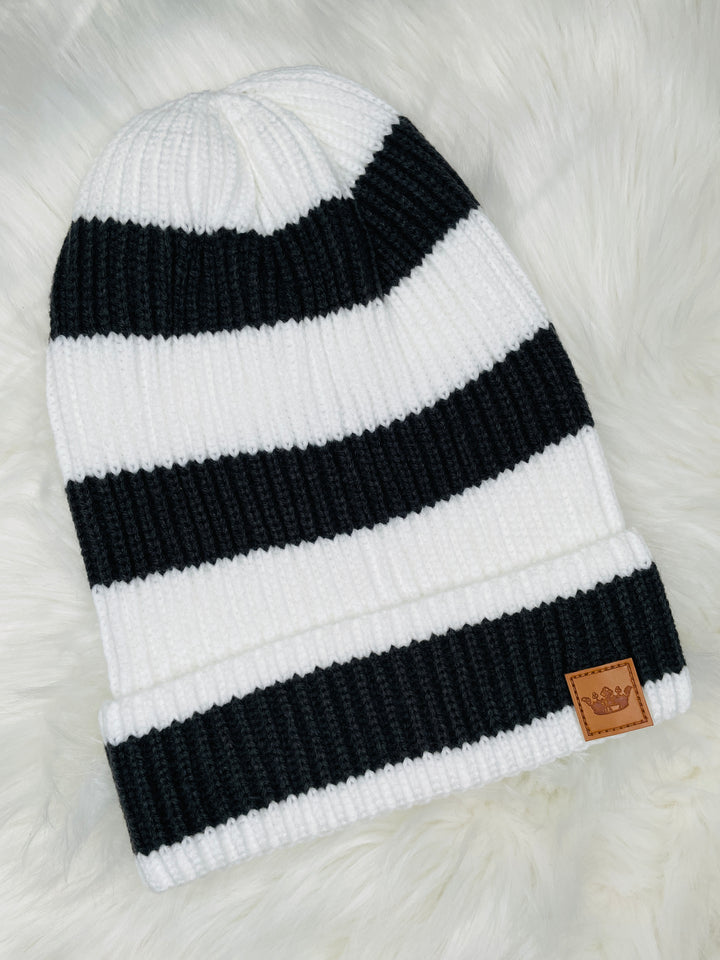 Stripe Slouch Knit Beanie : 2 Colors