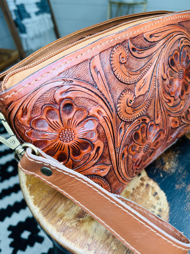 Carly Tooled Leather Clutch