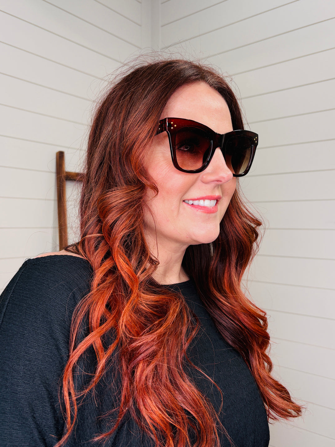 Dark Burgundy Brown Ombré Lens Sunglasses