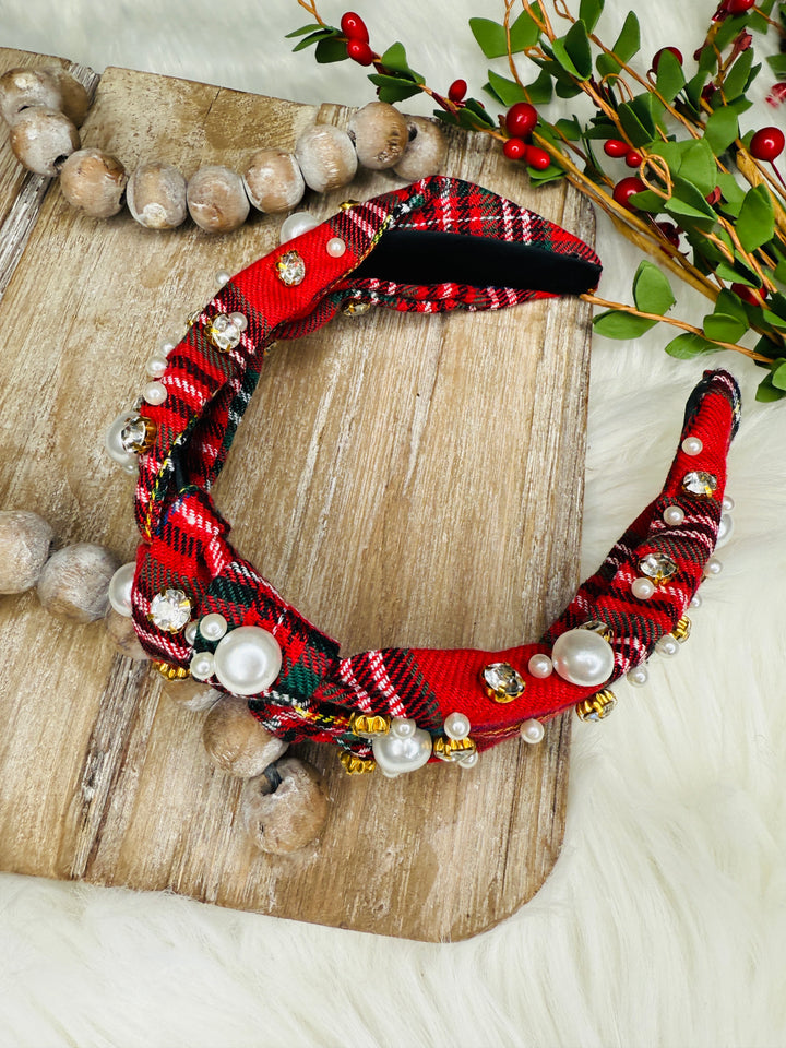 Plaid Rhinestone Headband