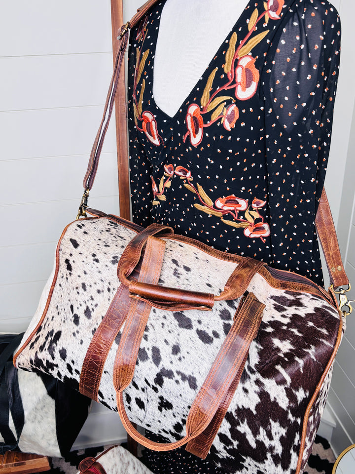 Love Lindsey Leather Cowhide Weekender