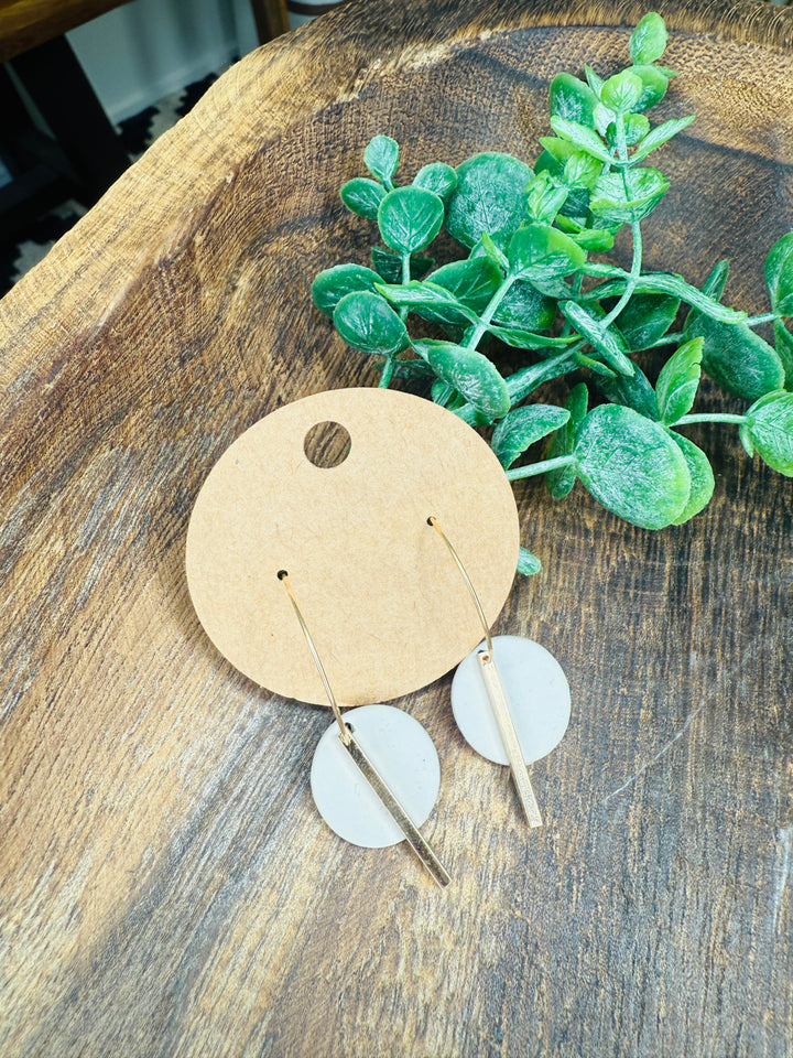 Neutral Clay and Gold Drop Earring