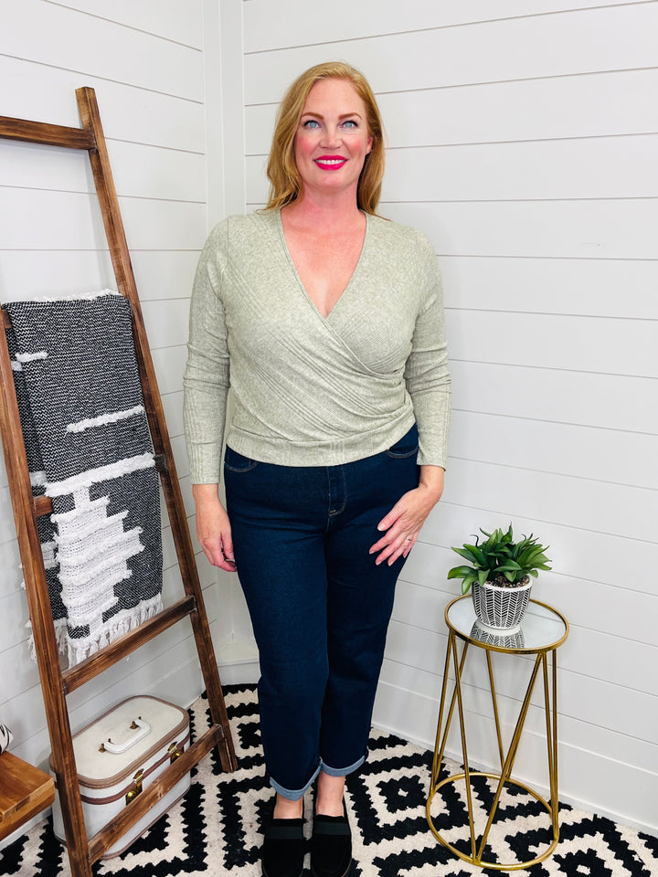 Sage Faux Wrap Top