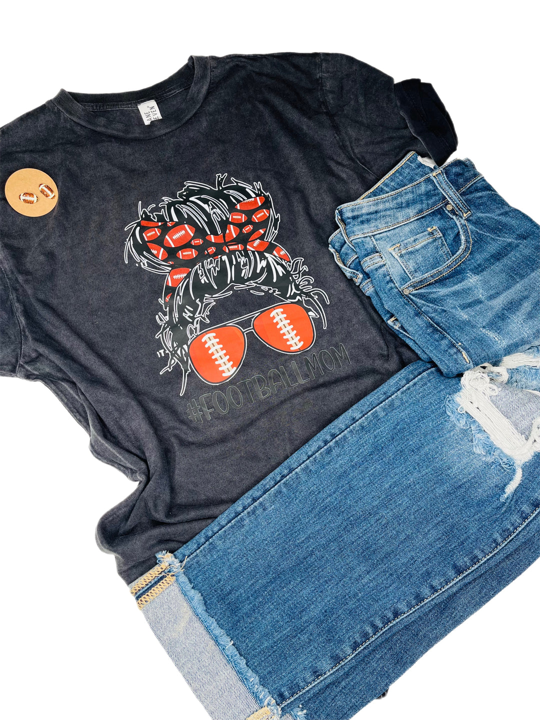 Football Mom Bun Graphic Tee