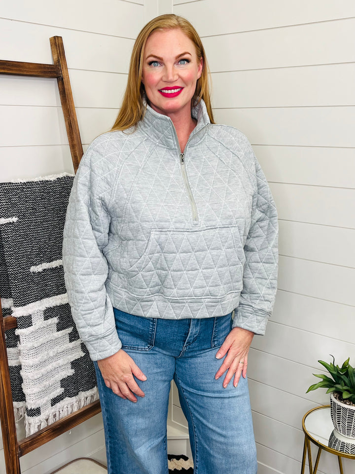 Quilted Half Zip Sweatshirt : 2 Colors