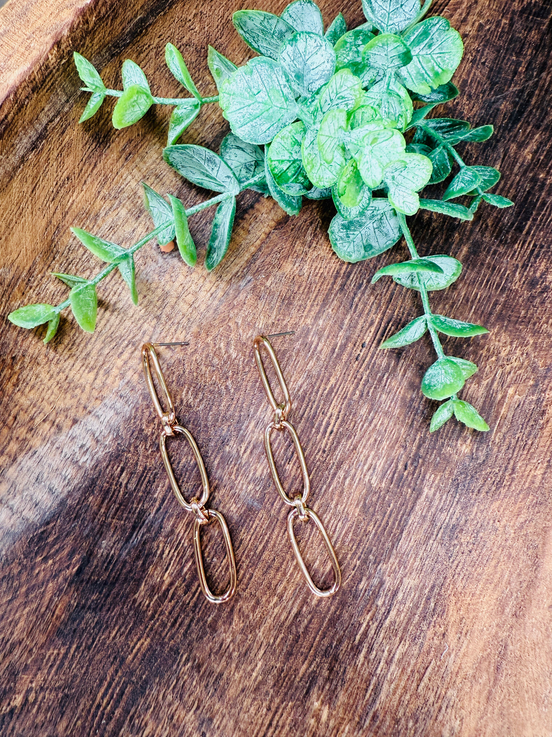 Gold Triple Link Earrings