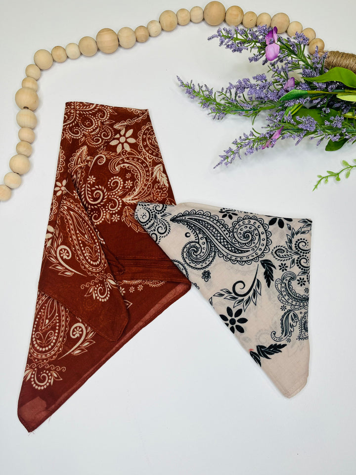 Vintage Paisley Floral Bandana : 2 Colors