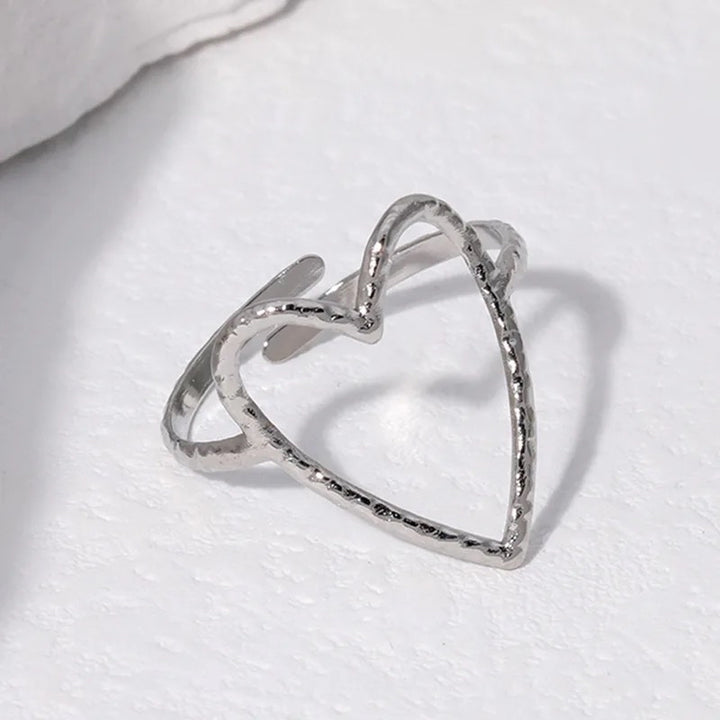 Hollow Heart Adjustable Ring