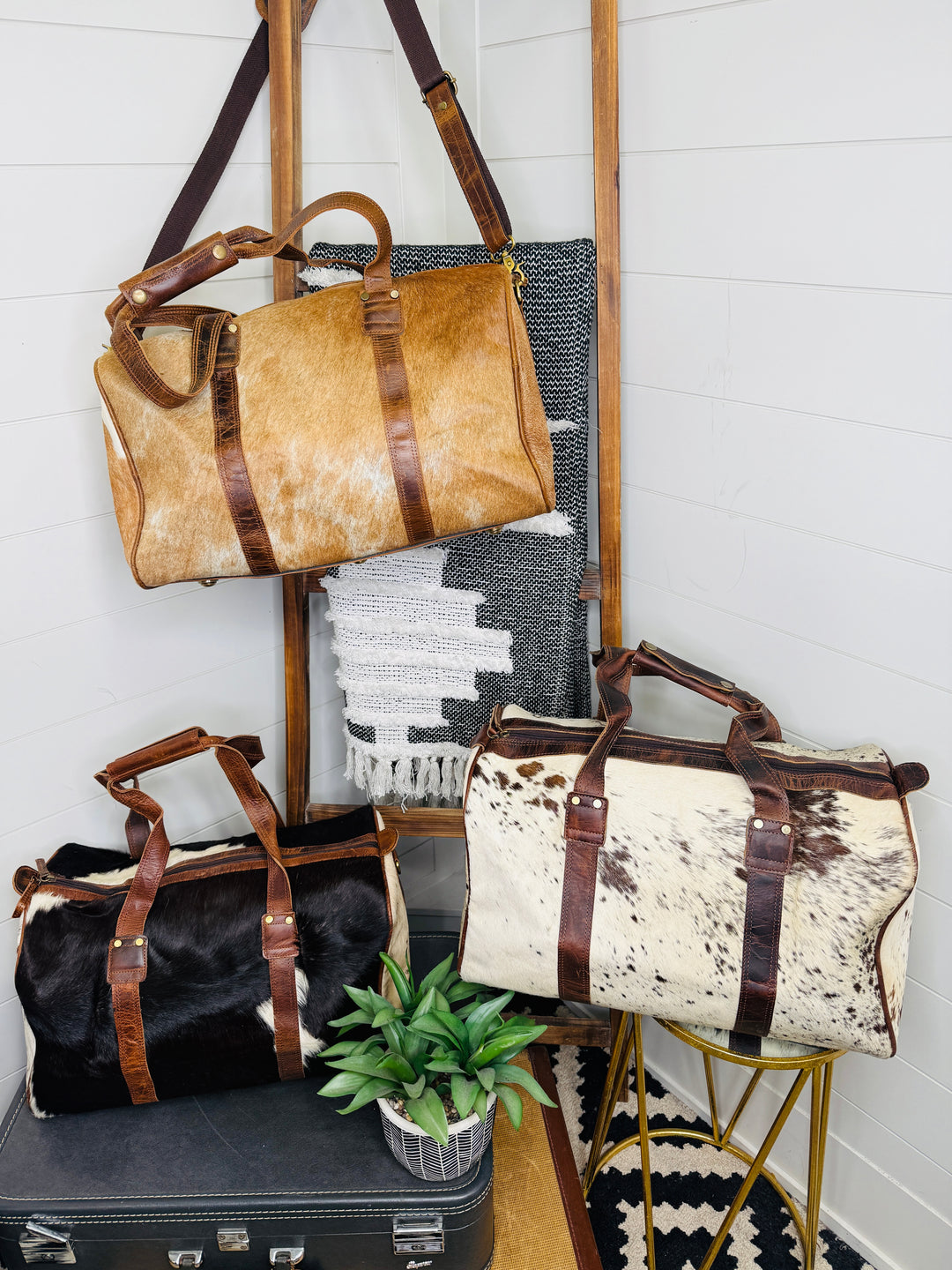 Love Lindsey Leather Cowhide Weekender