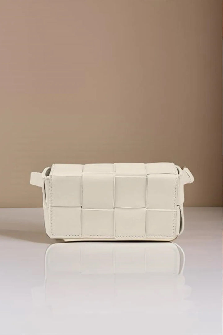 Vegan Leather Woven Crossbody Bag: 2 Colors