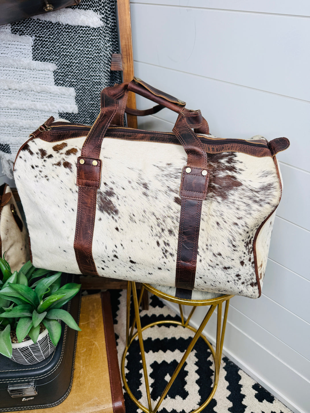 Love Lindsey Leather Cowhide Weekender