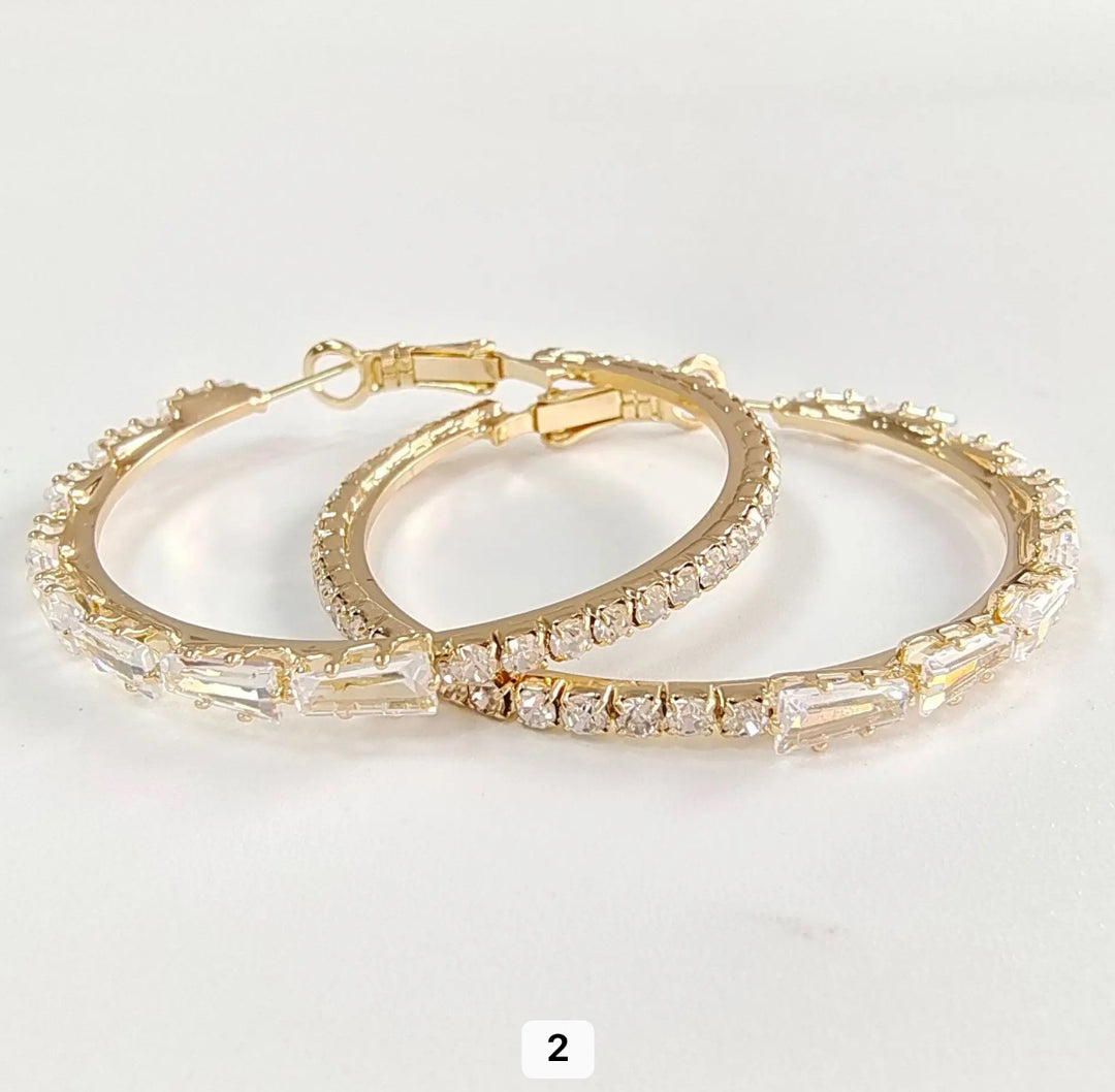 Elevated Rhinestone Hoop : 2 Colors