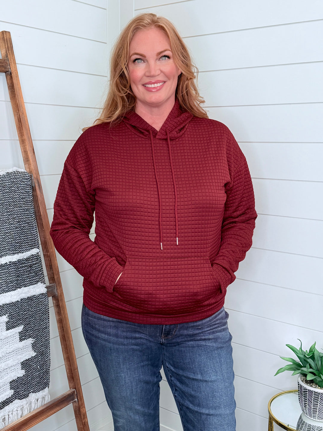 Burgundy Textured Hoodie