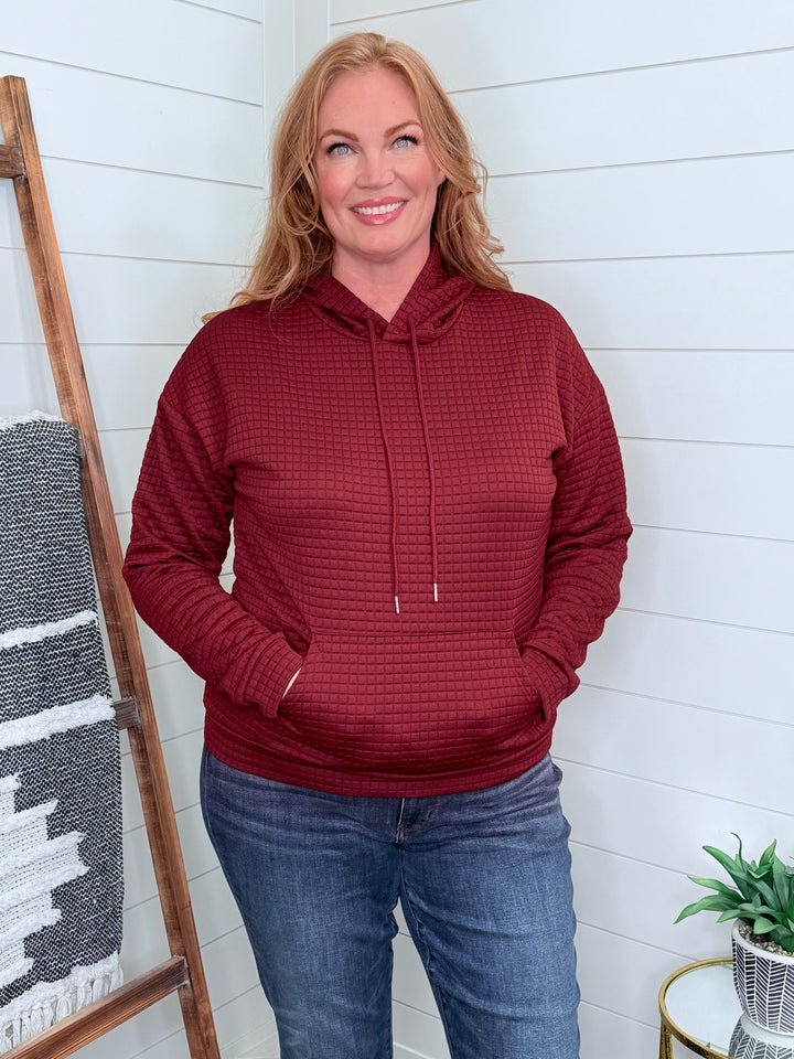 Burgundy Textured Hoodie