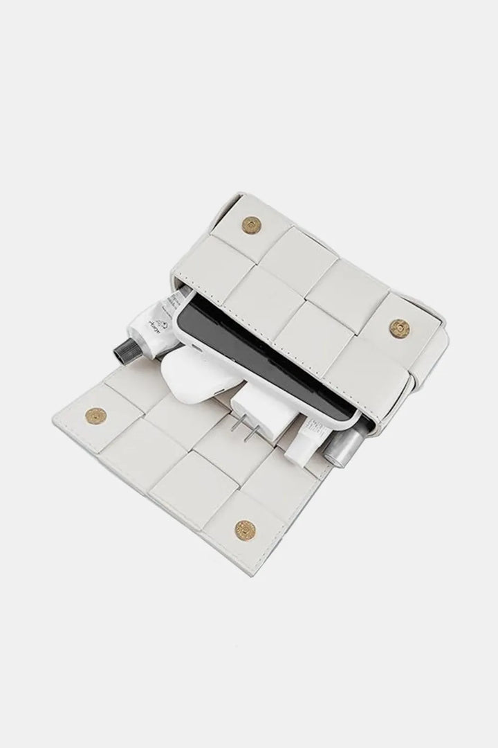 Vegan Leather Woven Crossbody Bag: 2 Colors