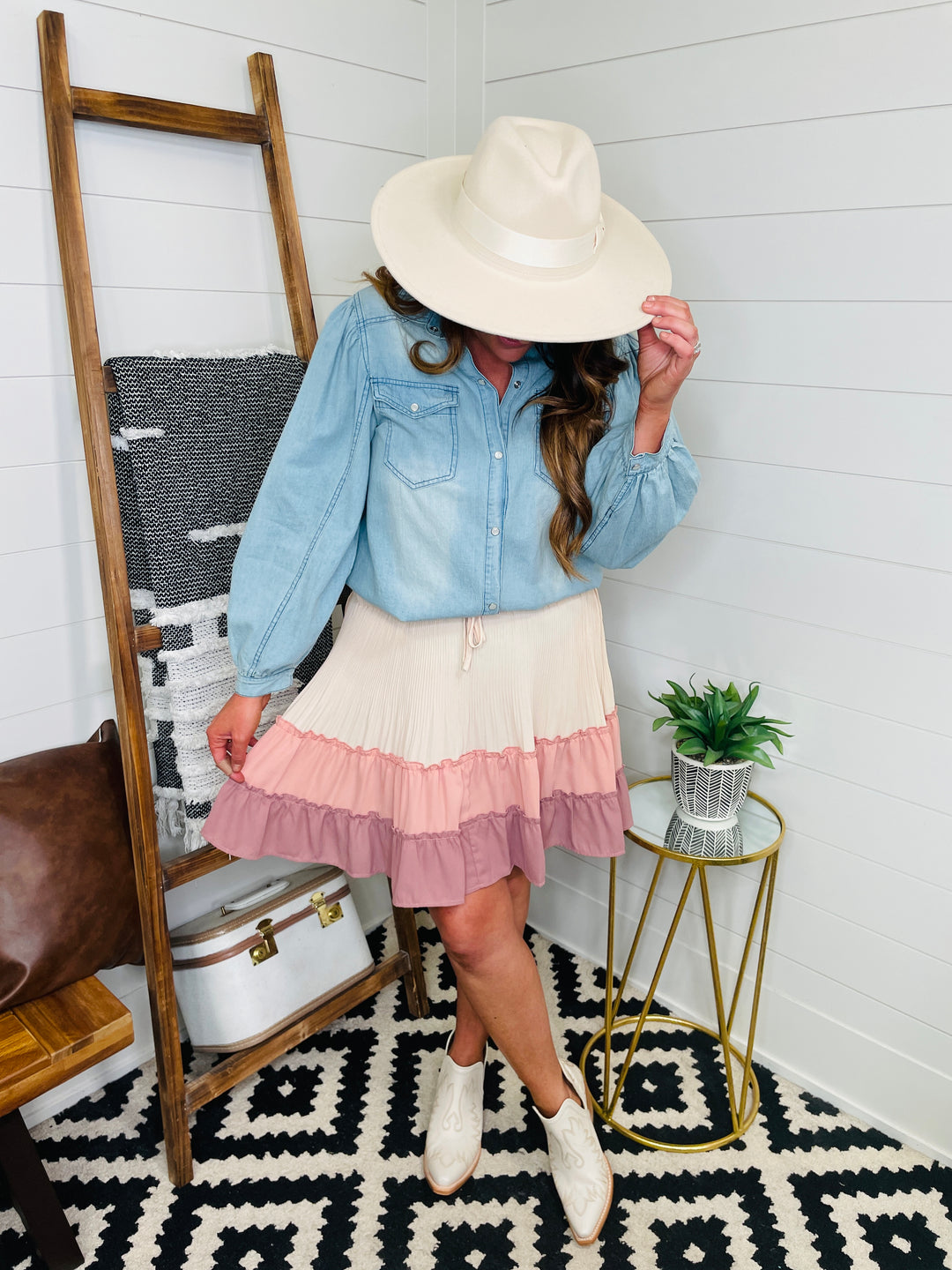 Everything's Rosy Pleated Skirt