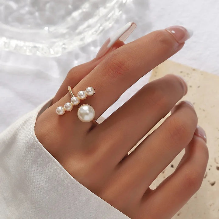 18K Gold Plated Open Pearl Ring