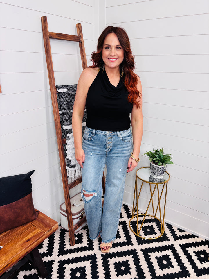 Cowl Open Back Halter Top