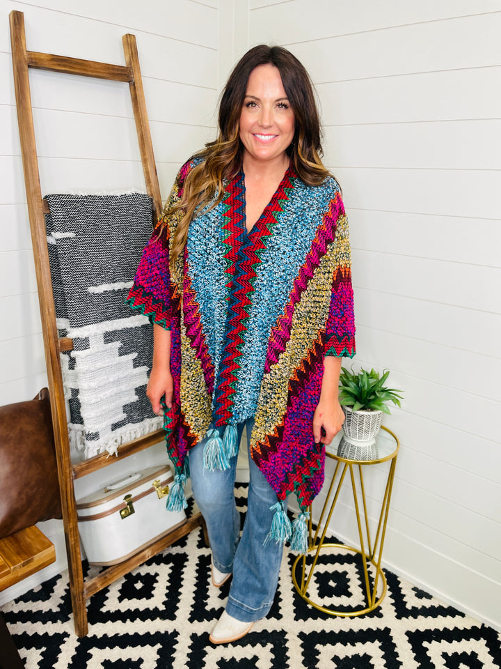 Colorful Crochet Boho Shawl: 2 Colors