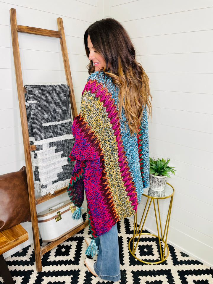 Colorful Crochet Boho Shawl: 2 Colors