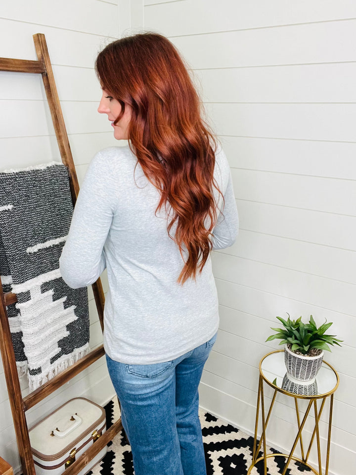 Everyday V Neck Long Sleeve Tee : 3 Colors