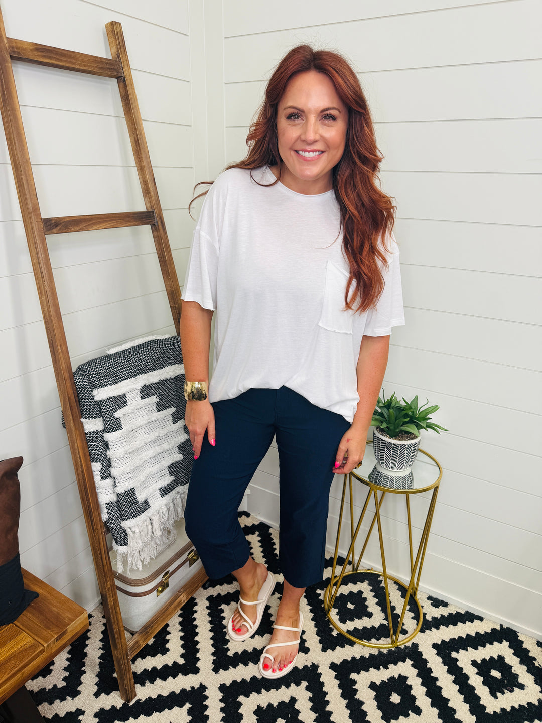 YMI Hyperstretch Wide Leg Cropped Jeans : Navy
