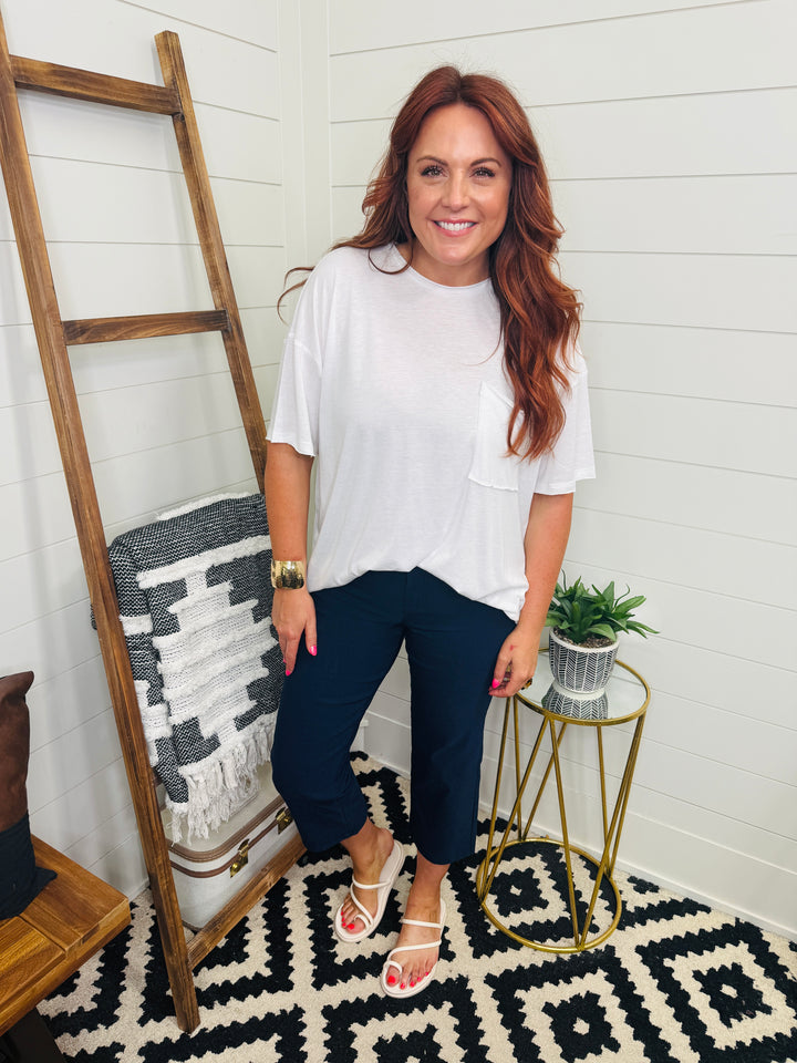 YMI Hyperstretch Wide Leg Cropped Jeans : Navy