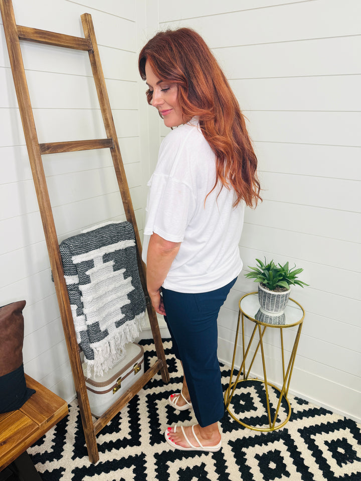YMI Hyperstretch Wide Leg Cropped Jeans : Navy