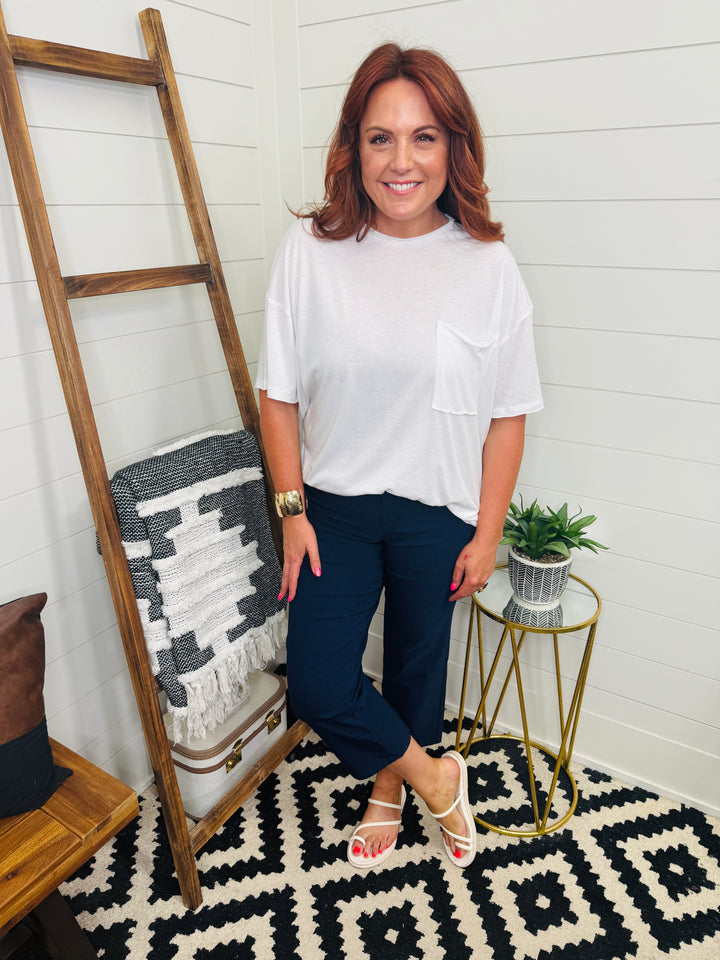 YMI Hyperstretch Wide Leg Cropped Jeans : Navy