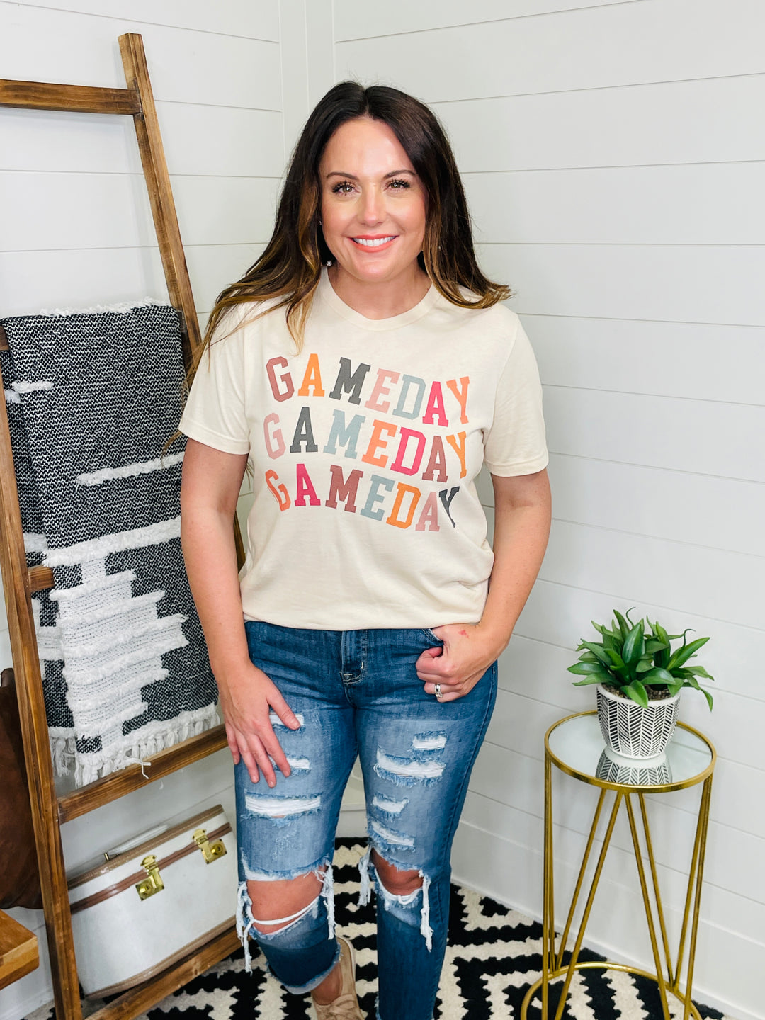 Vintage Multi Color Game Day Graphic Tee