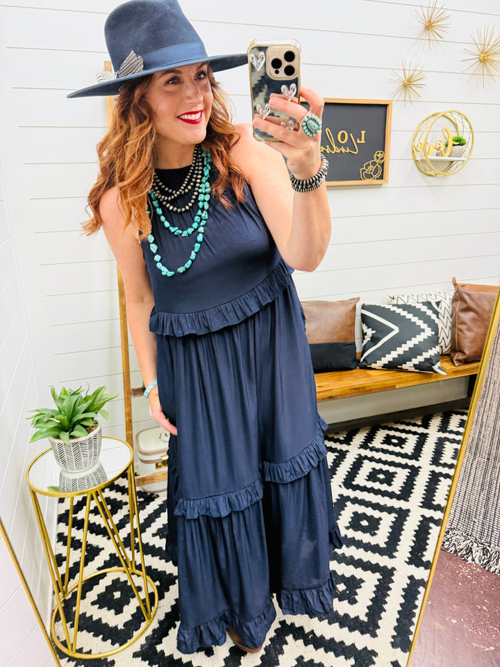Boho Navy Tiered Dress