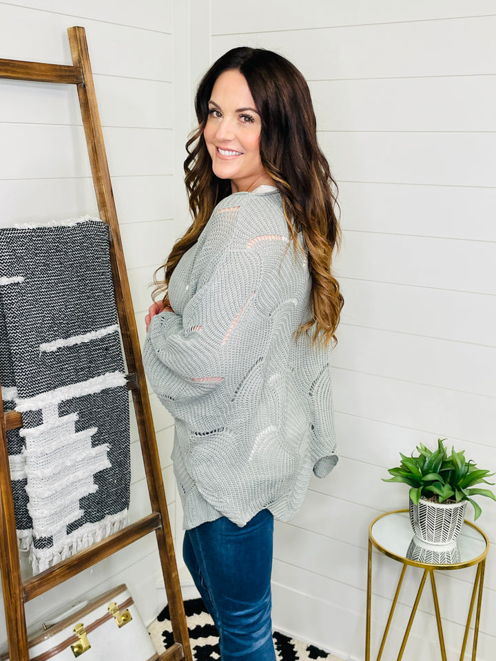 RESTOCKED! Love Lindsey Timeless Grey Scallop Knit Sweater