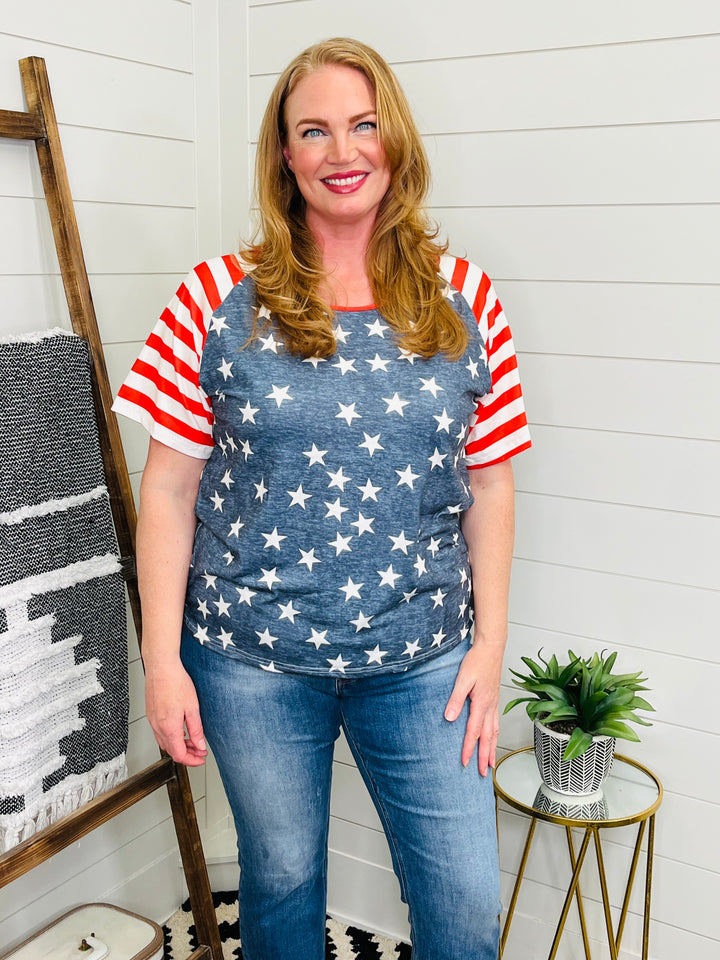 Stars and Stripes Drop Shoulder Tee